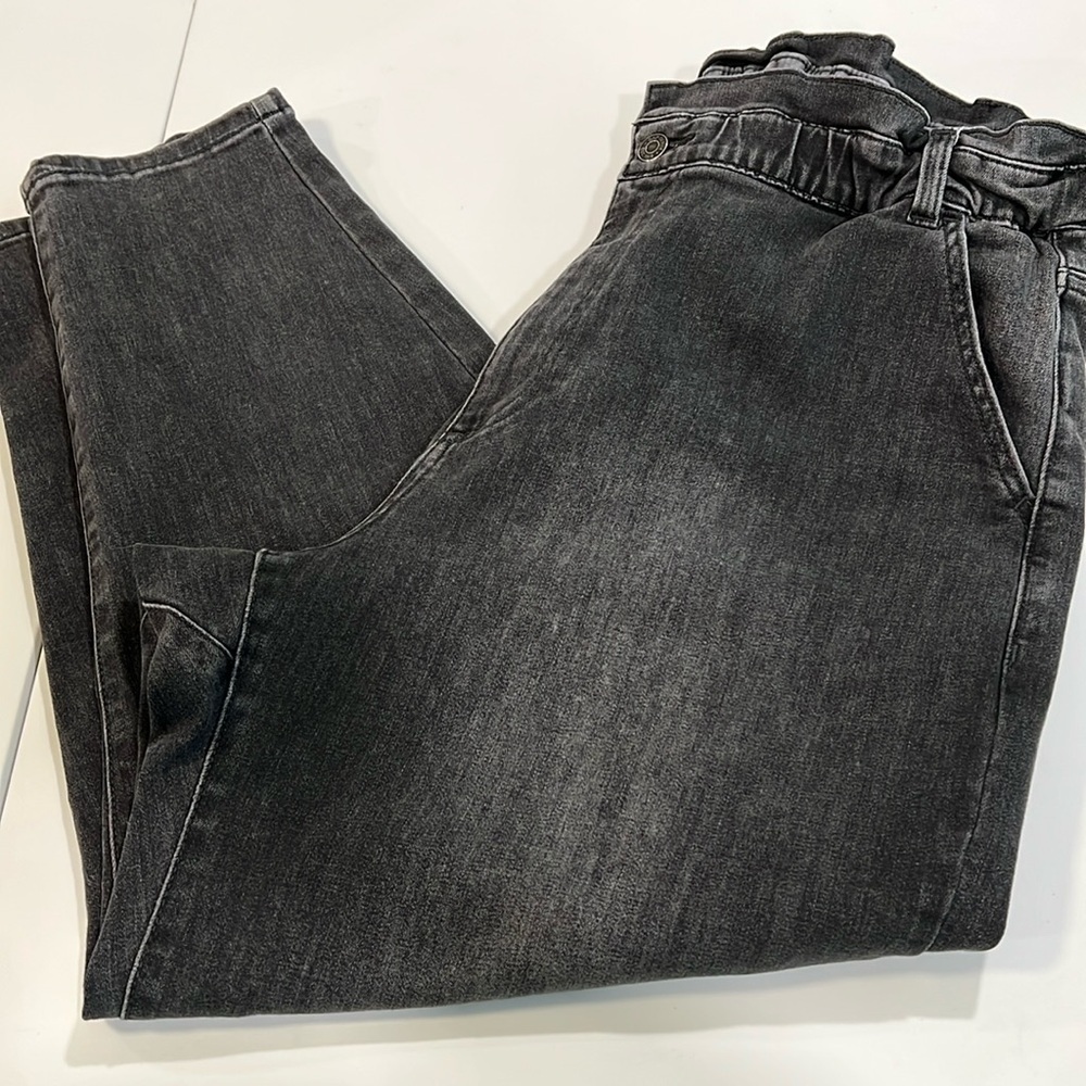 Gap - XL, black/gray paper bag waist,‎ high rise jeans